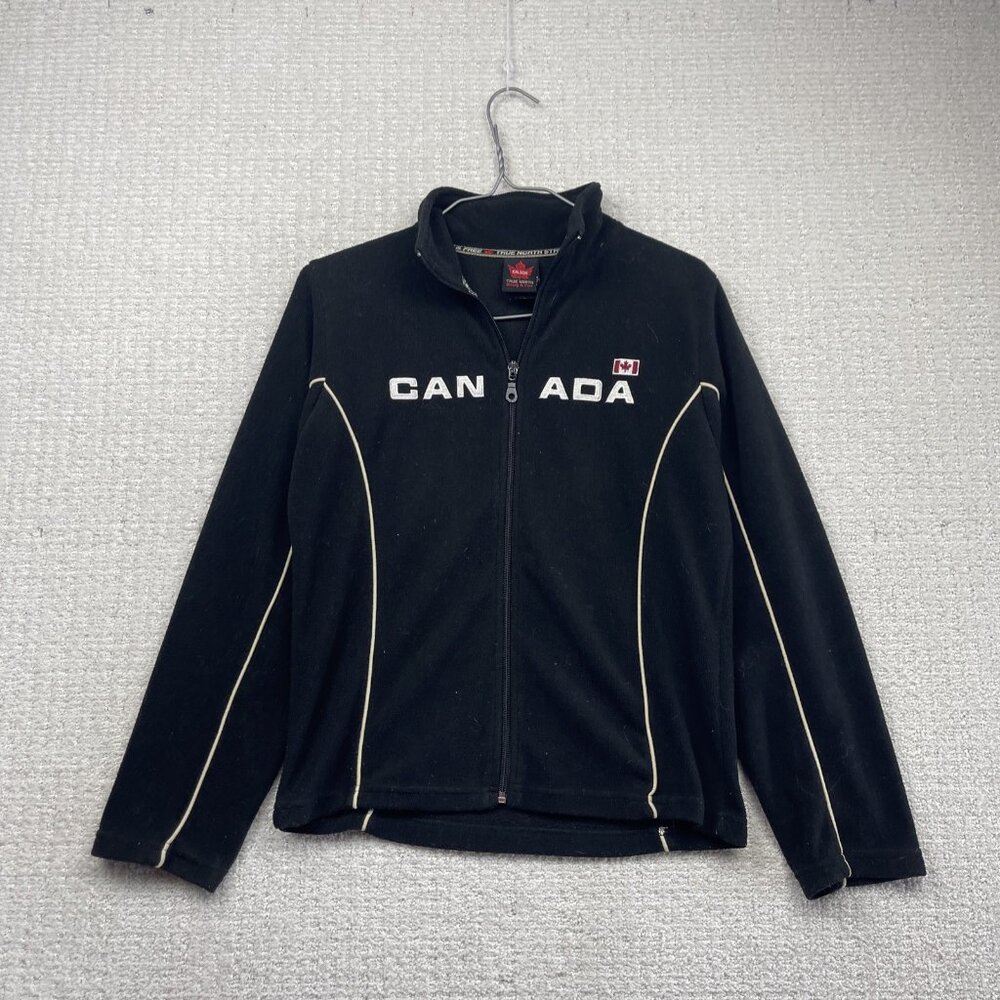Kalson True North Canada Black Maple Leaf Fleece Full Zip Jacket Women Sz S Read